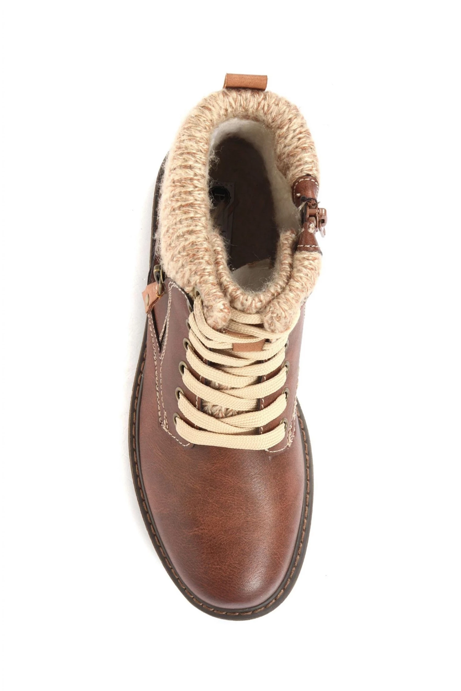 Pavers Ladies Brown Knitted Cuff Ankle Boots 3 Pavers Ladies Brown Knitted Cuff Ankle Boots - Image 3