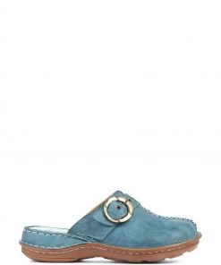 Pavers Blue Denim Ladies Lightweight Leather Clogs