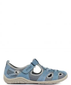 Pavers Ladies Blue Wide Fit Leather Walking Shoes