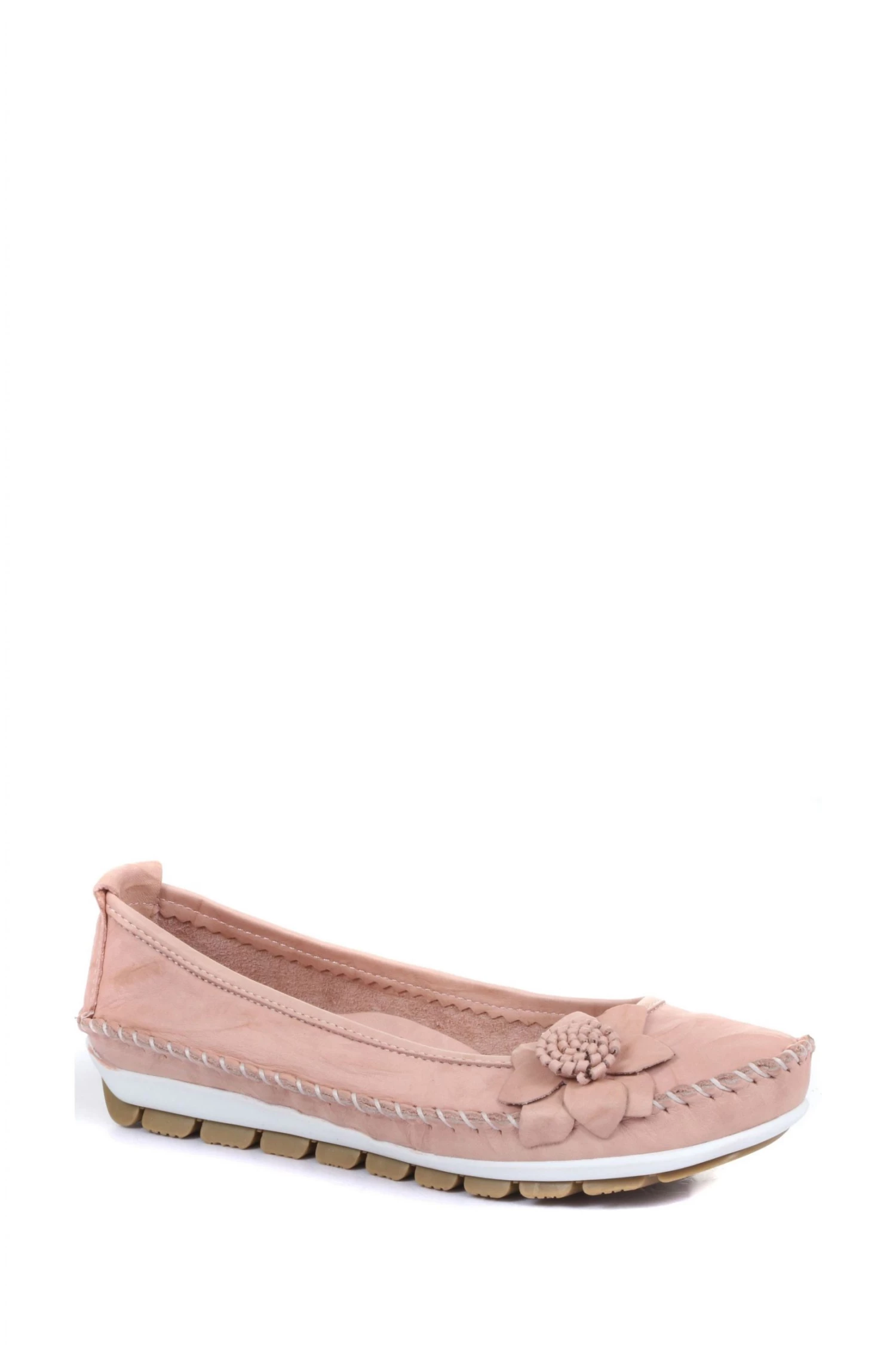 Pavers Pink Rose Ladies Wide Fit Casual Leather Flat Pumps 2 Pavers Pink Rose Ladies Wide Fit Casual Leather Flat Pumps - Image 2