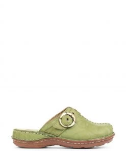 Pavers Green Ladies Lightweight Leather Clogs