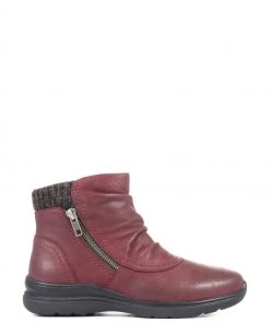 Pavers Red Wide Fit Leather Ankle Boots