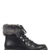 Pavers Ladies Black Faux-Fur Hiker Boots