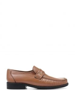 Pavers Mens Tan Wider Fit Leather Loafers
