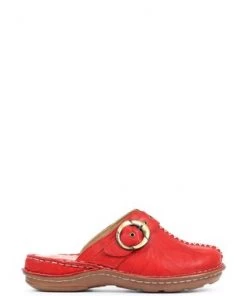 Pavers Red Ladies Lightweight Leather Clogs -Pavers Sales Shop unnamed file 2152