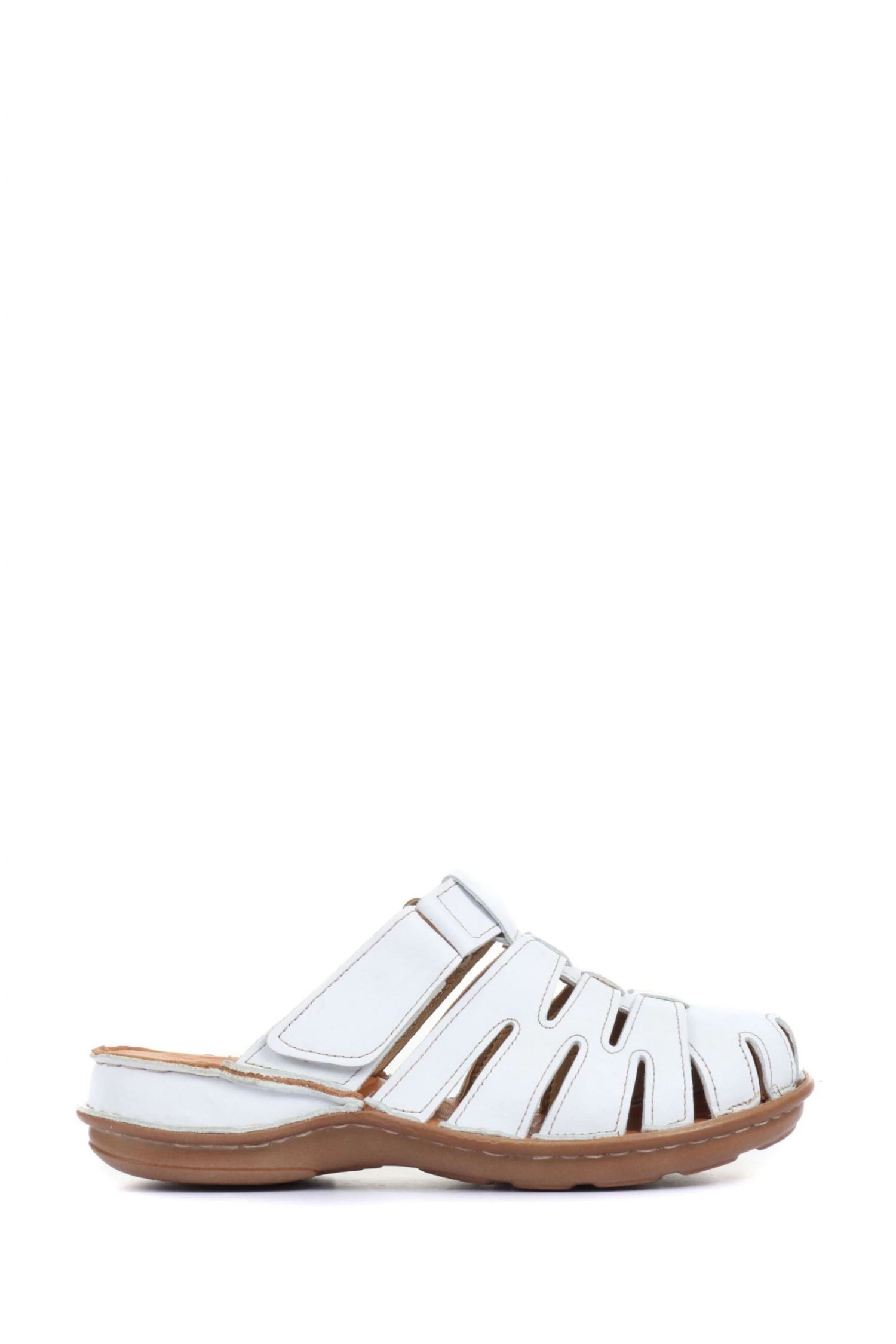 Pavers White Ladies Touch-Fastening Leather Clogs 1 Pavers White Ladies Touch-Fastening Leather Clogs