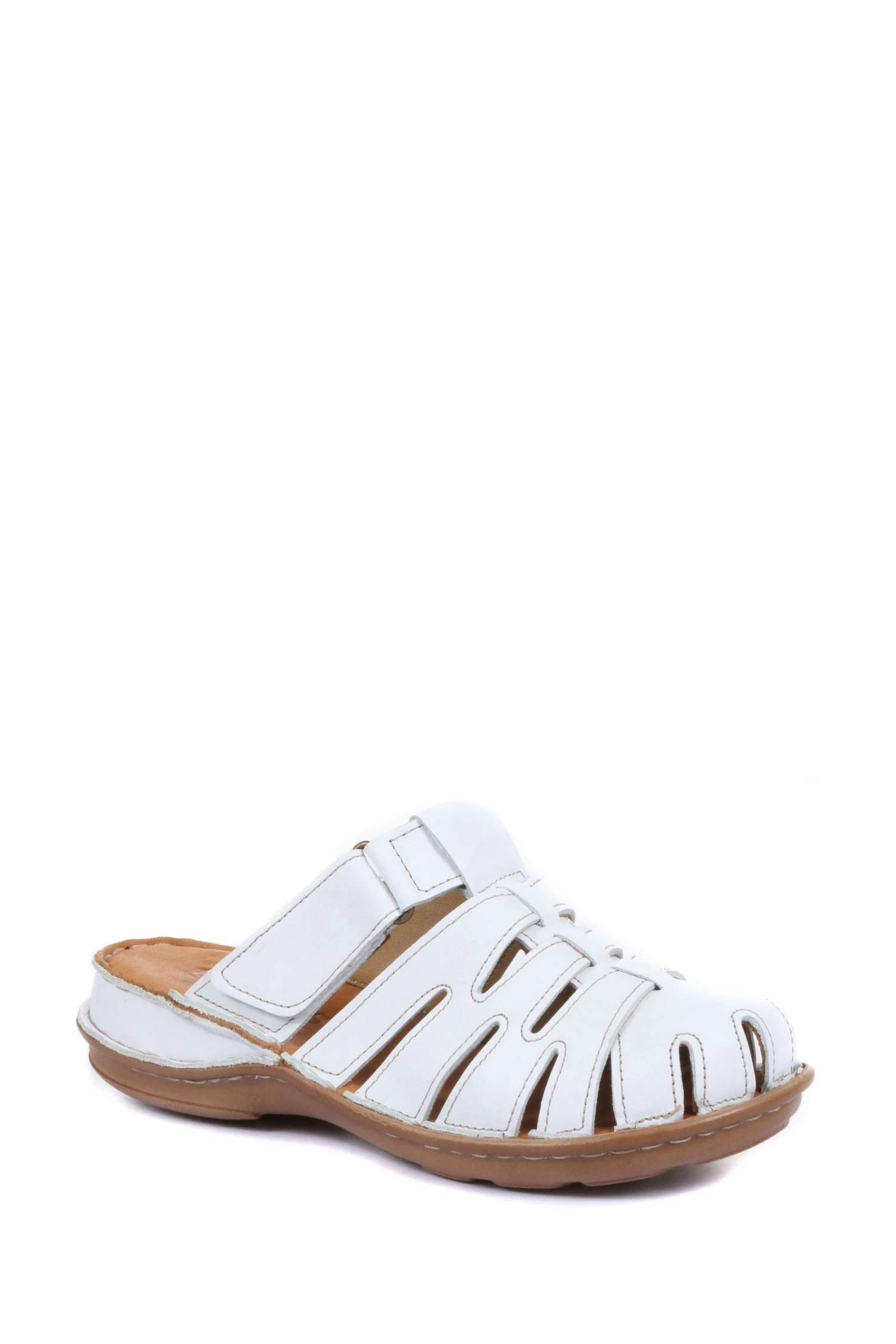 Pavers White Ladies Touch-Fastening Leather Clogs 2 Pavers White Ladies Touch-Fastening Leather Clogs - Image 2