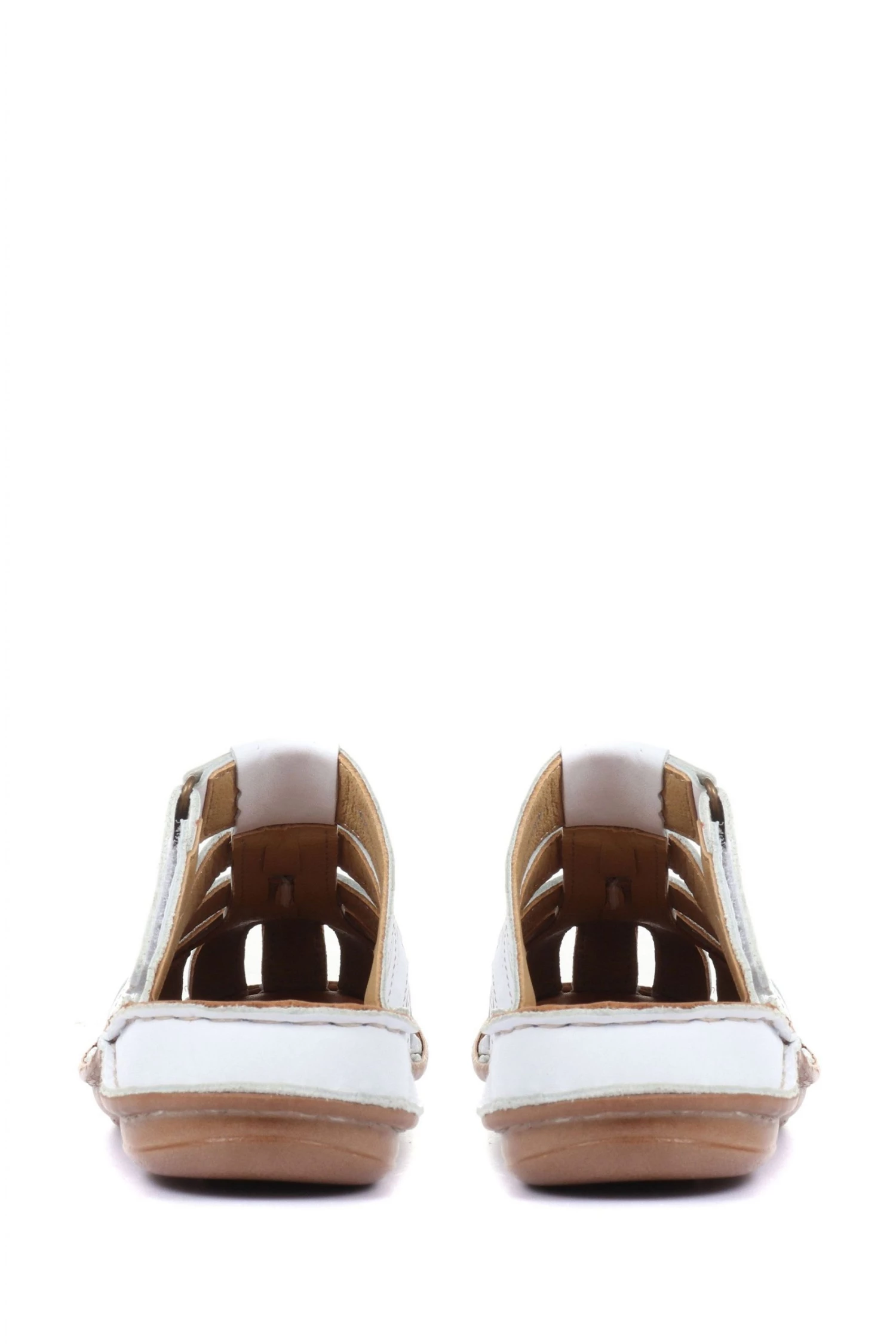 Pavers White Ladies Touch-Fastening Leather Clogs 3 Pavers White Ladies Touch-Fastening Leather Clogs - Image 3