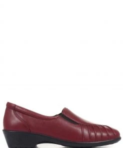 Pavers Ladies Red Wide Fit Leather Slip-On Shoes