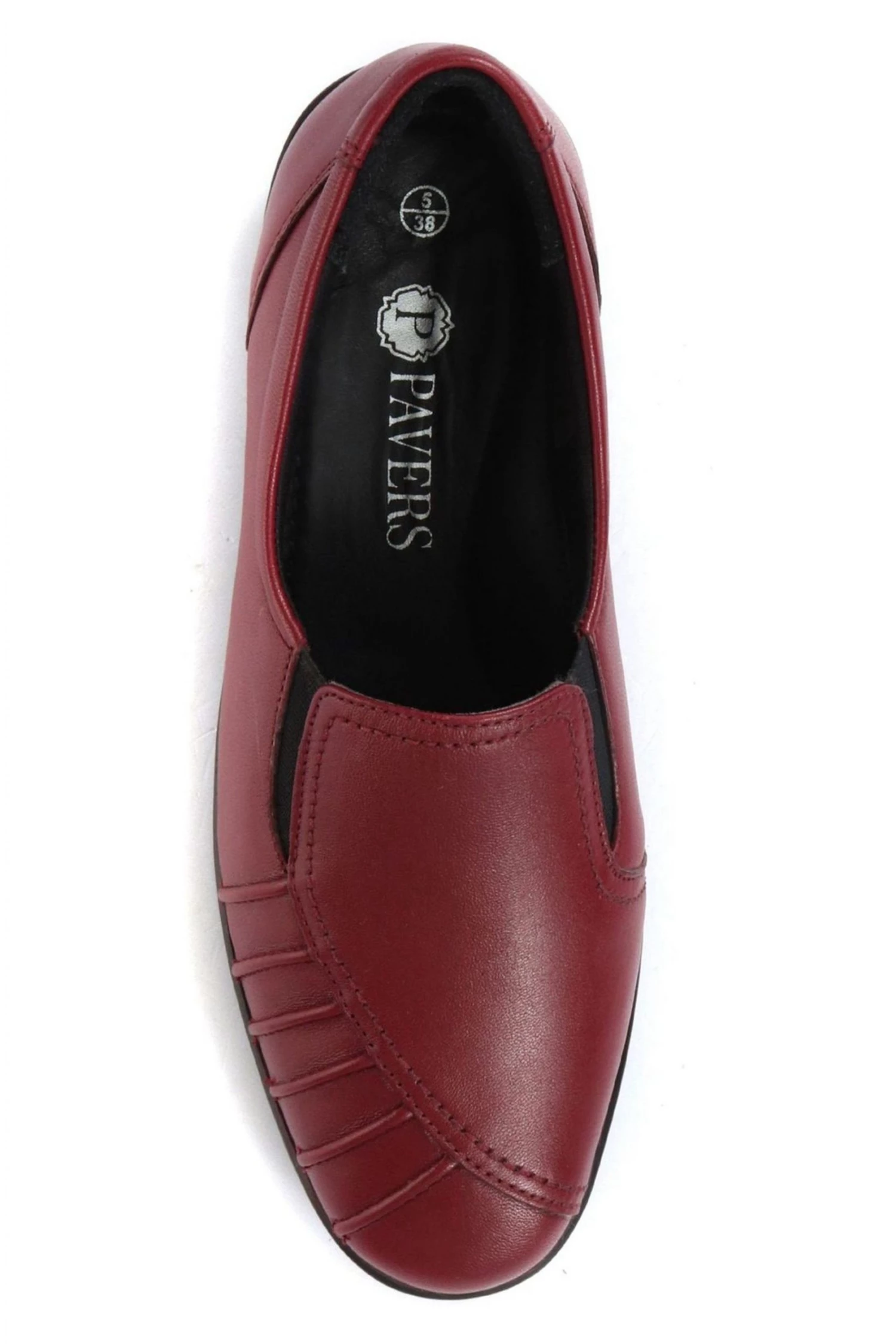 Pavers Ladies Red Wide Fit Leather Slip-On Shoes 4 Pavers Ladies Red Wide Fit Leather Slip-On Shoes - Image 4