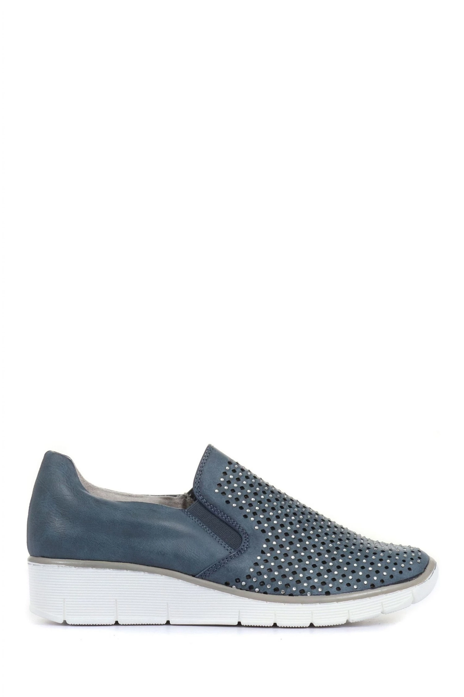 Pavers Blue Navy Ladies Casual Slip-On Shoes With Cut Outs 1 Pavers Blue Navy Ladies Casual Slip-On Shoes With Cut Outs