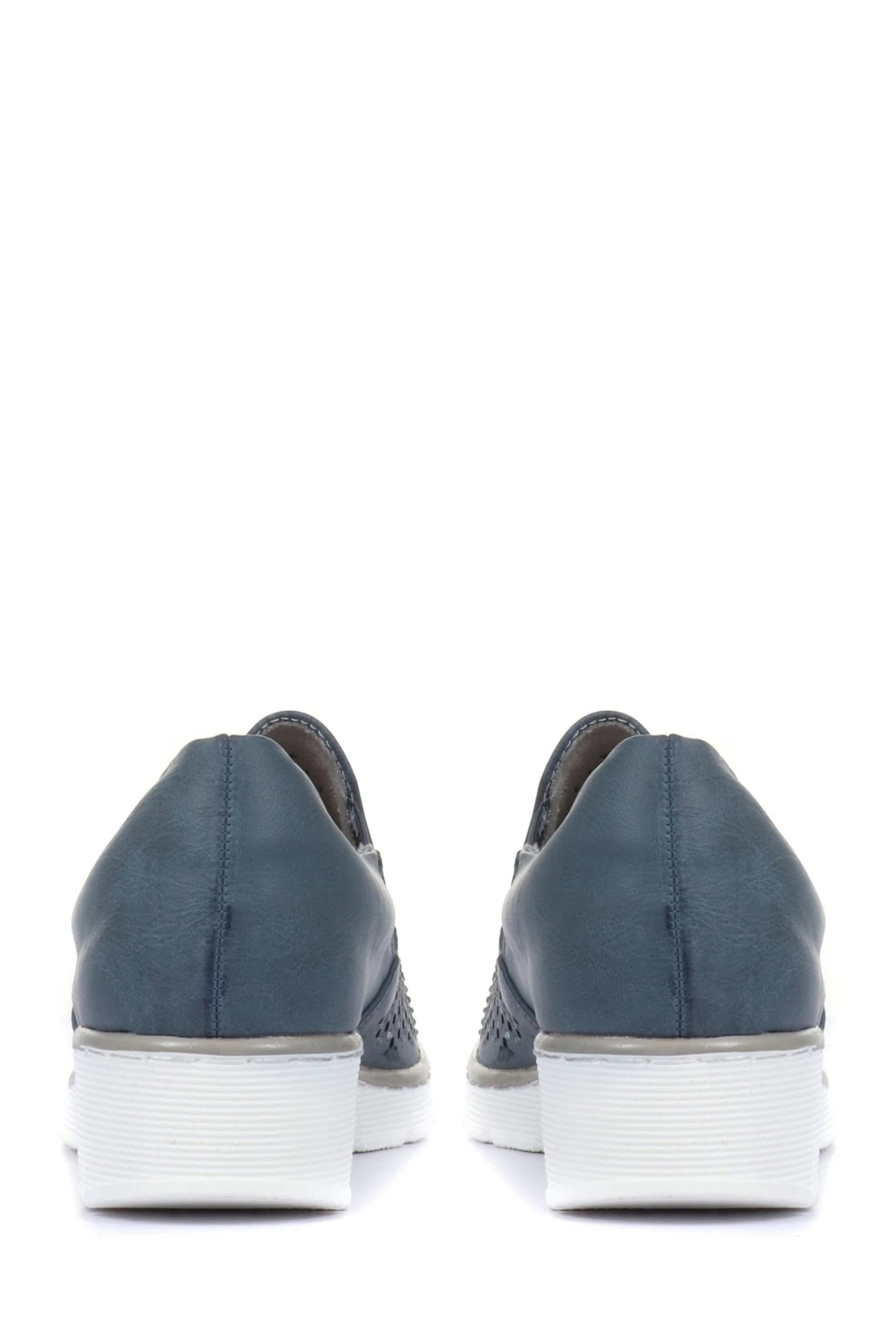 Pavers Blue Navy Ladies Casual Slip-On Shoes With Cut Outs 3 Pavers Blue Navy Ladies Casual Slip-On Shoes With Cut Outs - Image 3