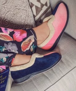 Pavers Pink Multi Ladies Wide Fit Full Slippers