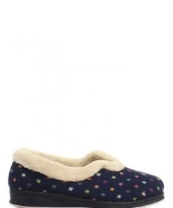 Pavers Ladies Blue Wide Fit Polka Dot Slippers -Pavers Sales Shop unnamed file 2283