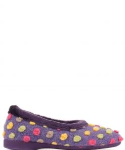 Pavers Purple Multi Ladies Full Woolly Slippers