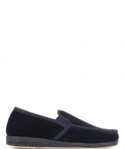 Pavers Navy Blue Corduroy Full Slippers