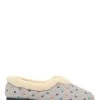 Pavers Ladies Grey Wide Fit Polka Dot Slippers