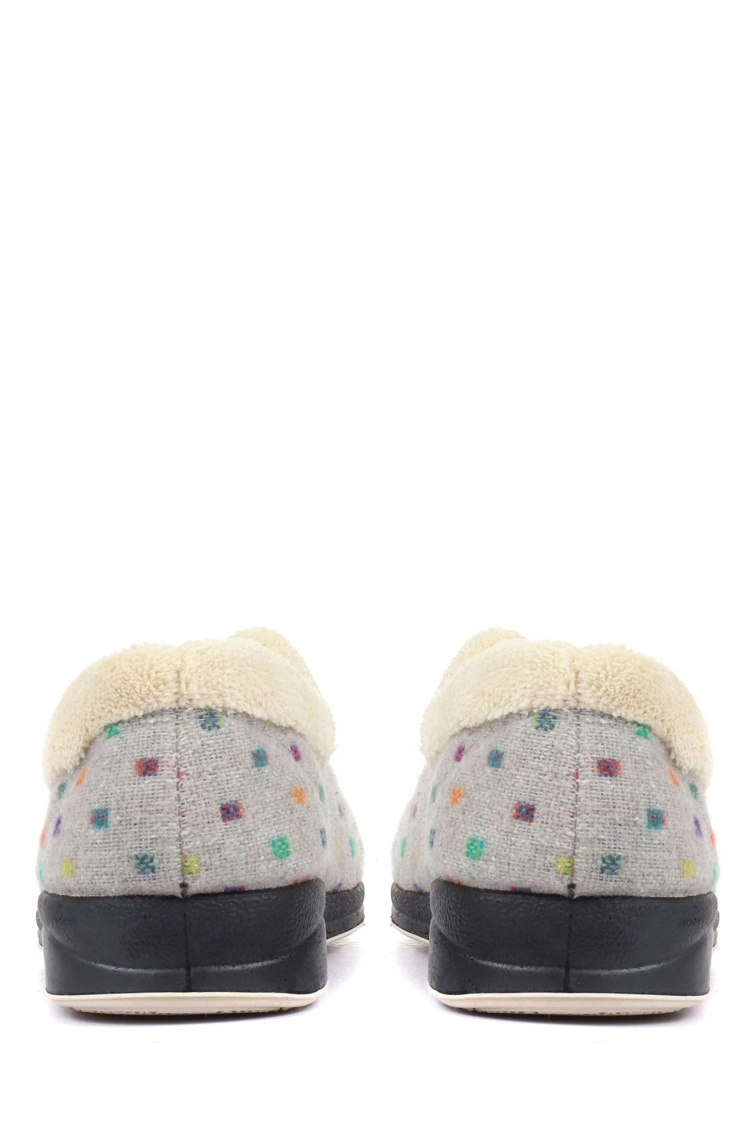 Pavers Ladies Grey Wide Fit Polka Dot Slippers 3 Pavers Ladies Grey Wide Fit Polka Dot Slippers - Image 3