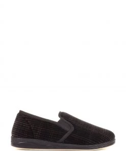 Pavers Mens Burgundy Red Plaid Full Slippers