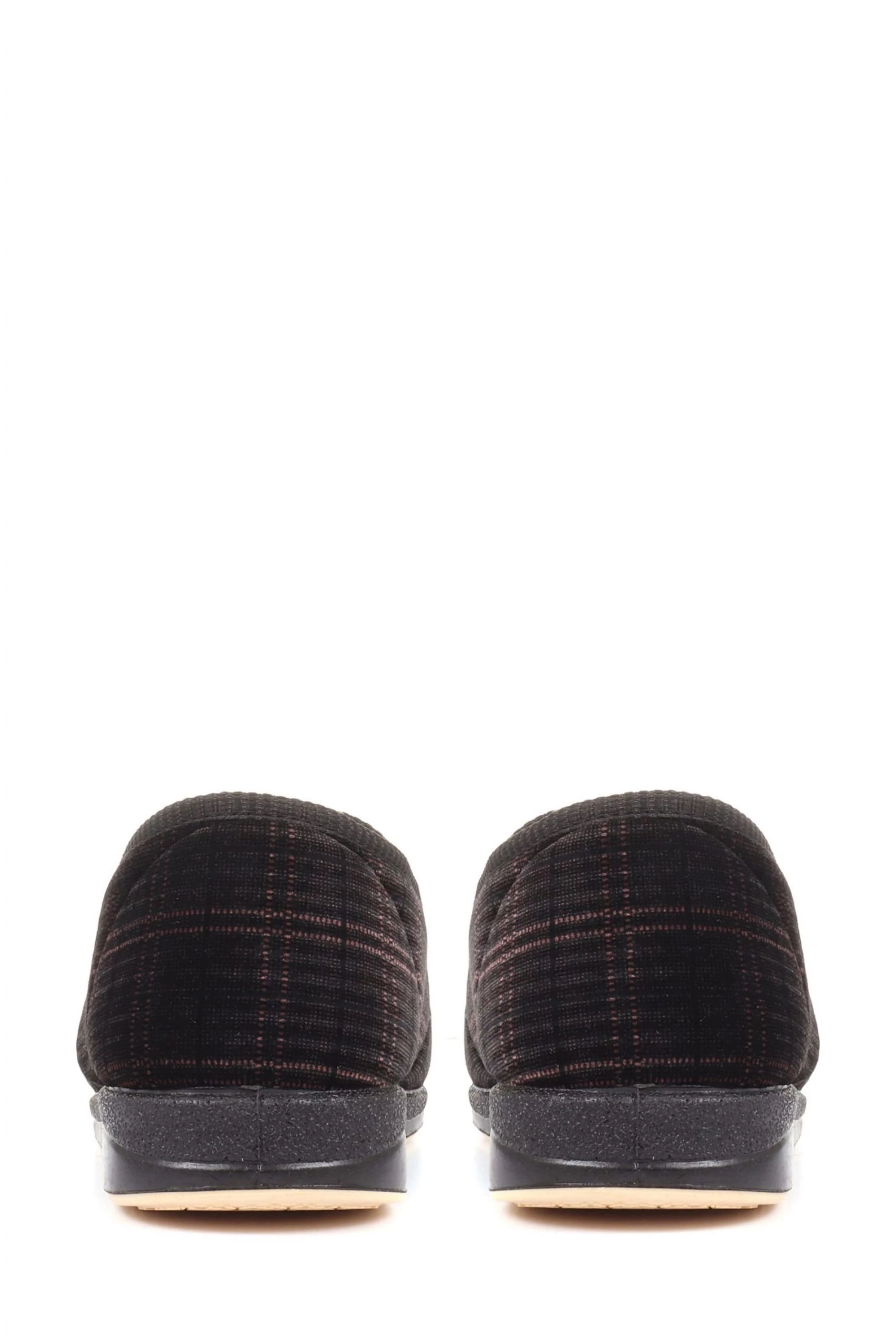 Pavers Mens Burgundy Red Plaid Full Slippers 3 Pavers Mens Burgundy Red Plaid Full Slippers - Image 3
