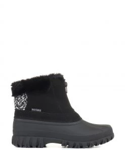 Pavers Ladies Black Ankle Snow Boots