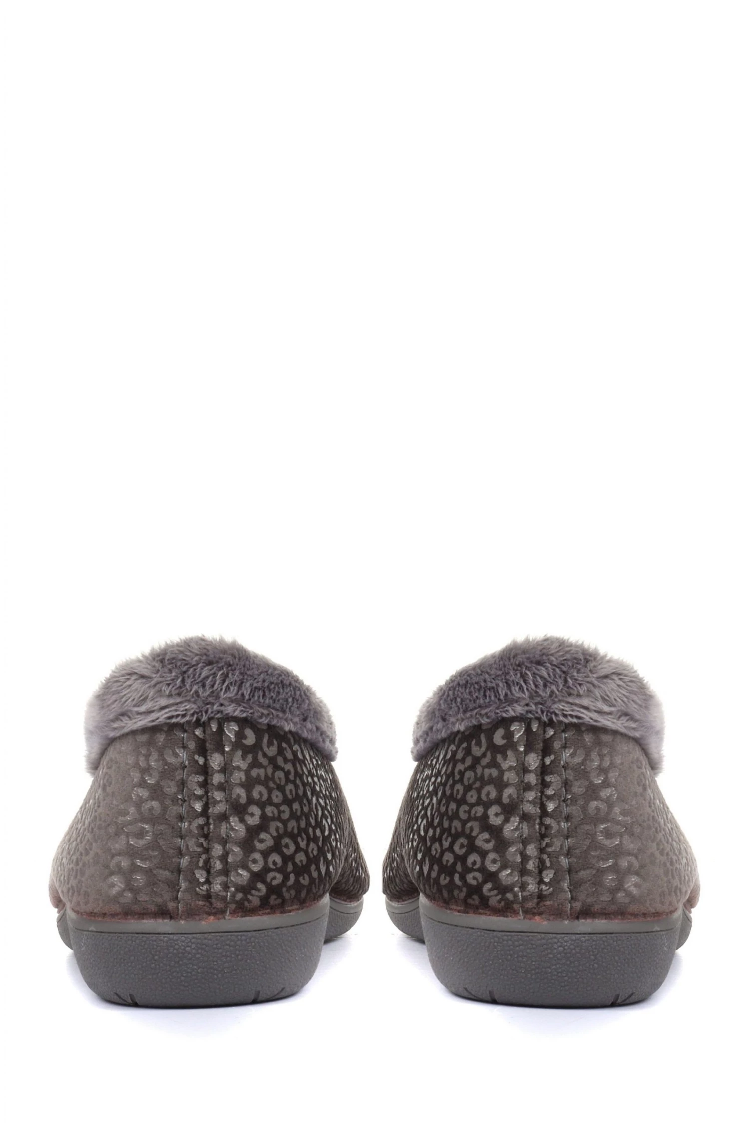 Pavers Ladies Grey Leopard Print Slippers 3 Pavers Ladies Grey Leopard Print Slippers - Image 3