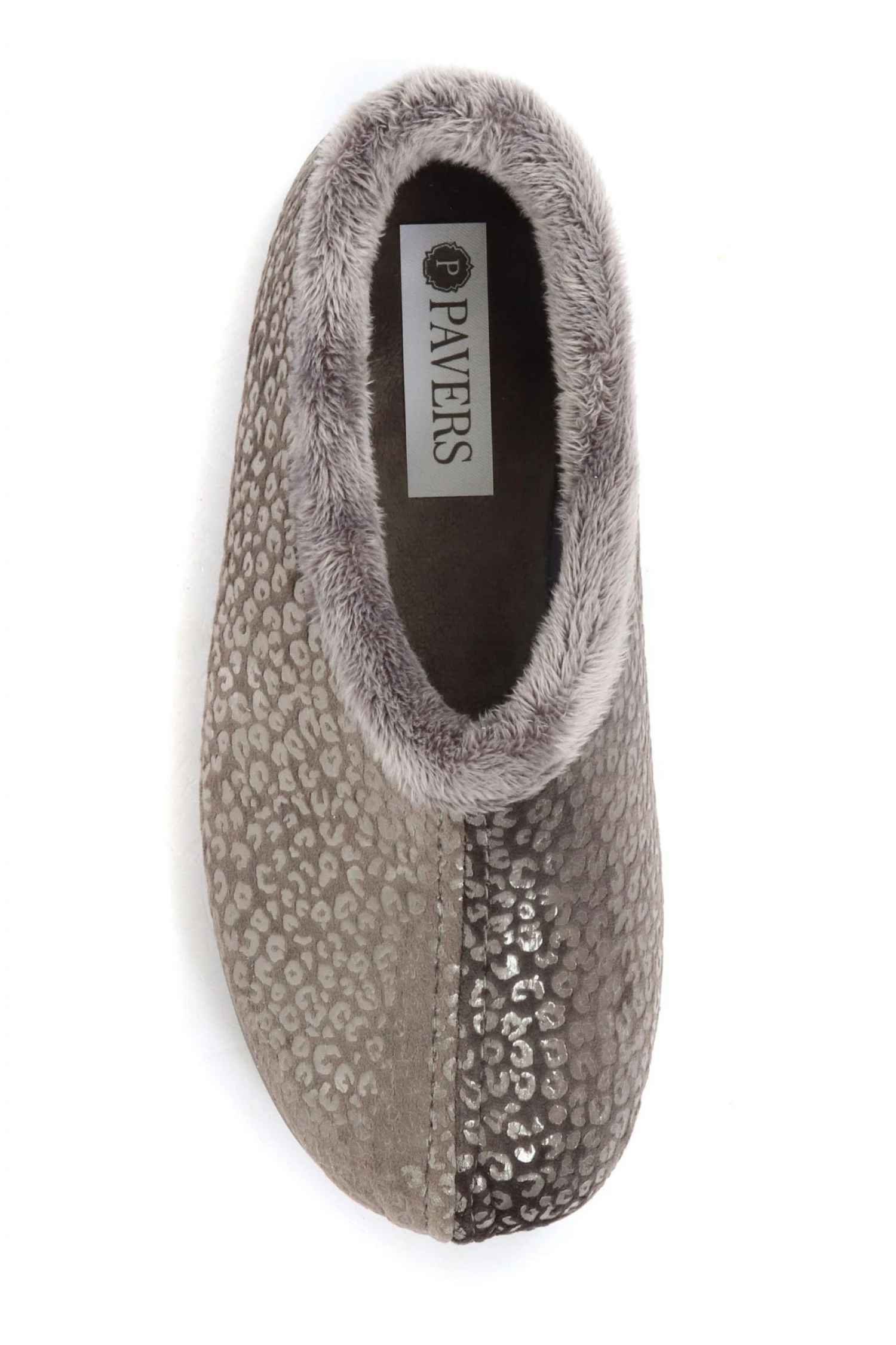 Pavers Ladies Grey Leopard Print Slippers 4 Pavers Ladies Grey Leopard Print Slippers - Image 4
