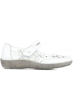 Pavers White Wide Fit Leather Mary Jane Shoes