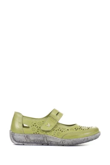 Pavers Green Wide Fit Leather Mary Jane Shoes 6 Pavers Green Wide Fit Leather Mary Jane Shoes - Image 6