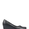 Pavers Paver Black Faux Leather Wedge Pumps