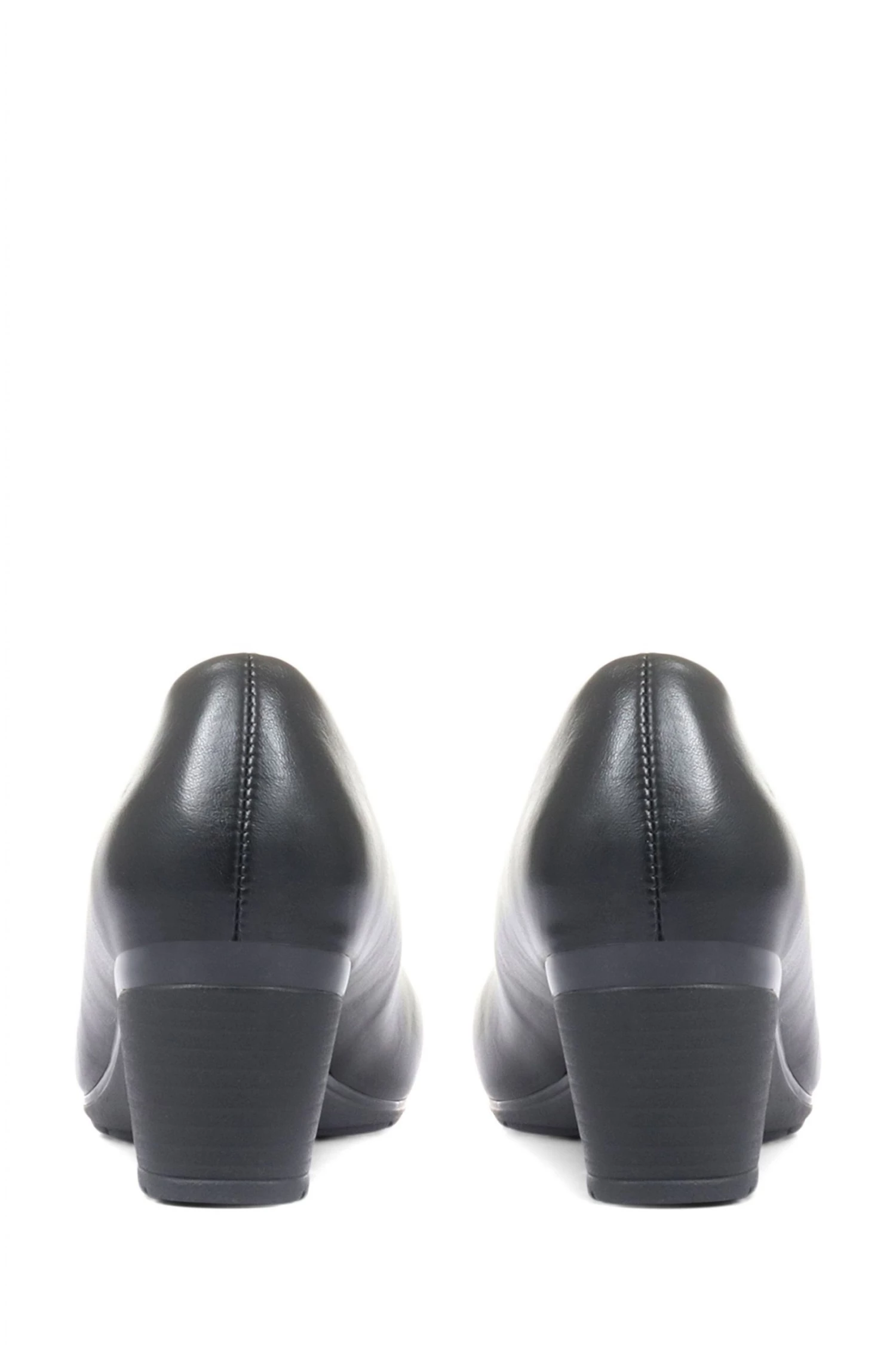 Pavers Paver Black Faux Leather Wedge Pumps 3 Pavers Paver Black Faux Leather Wedge Pumps - Image 3