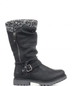 Pavers Ladies Black Wide Fit Casual Mid-Calf Boots