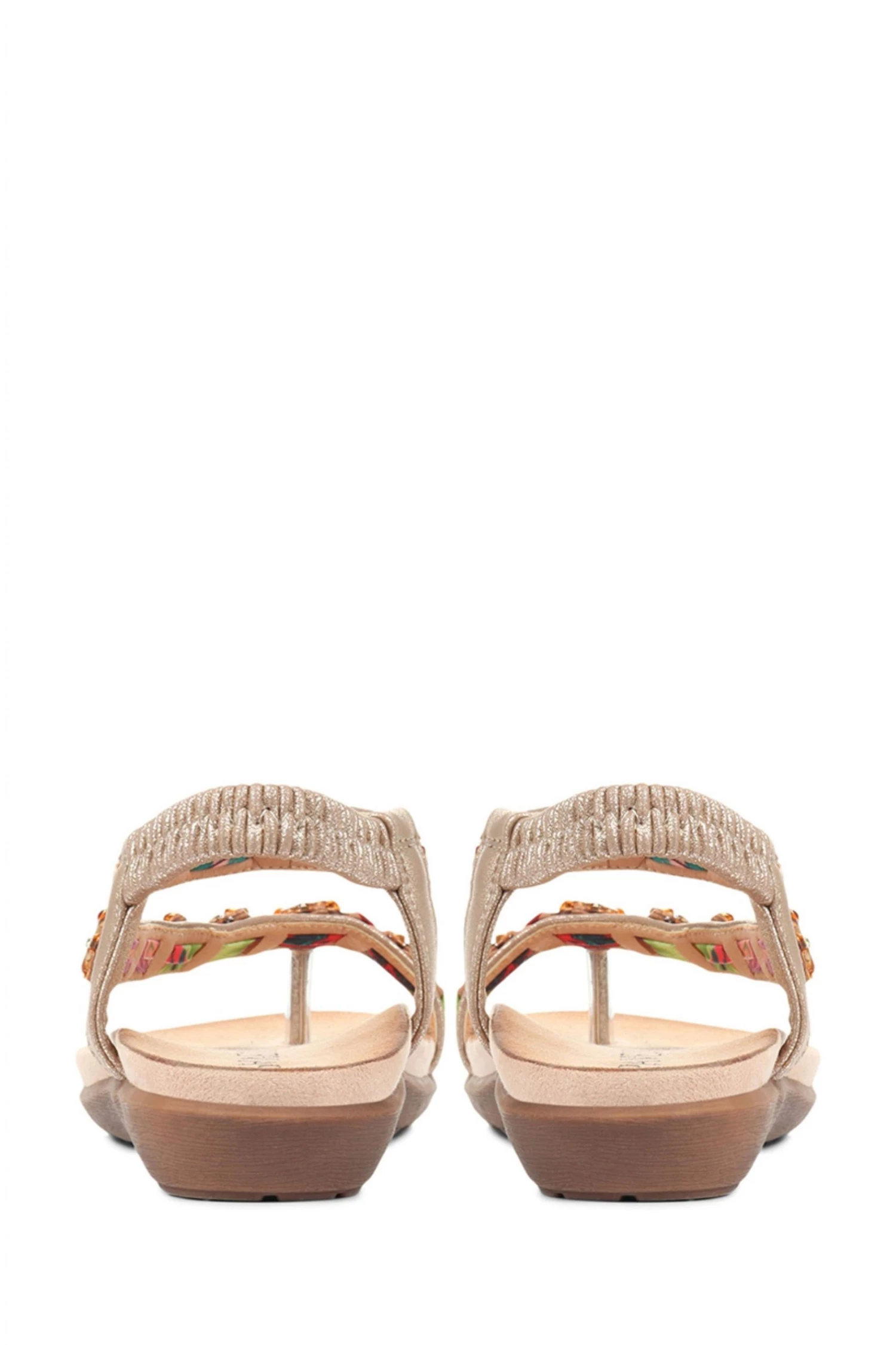 Pavers Gold Ladies Embellished Toe-Post Sandals 3 Pavers Gold Ladies Embellished Toe-Post Sandals - Image 3