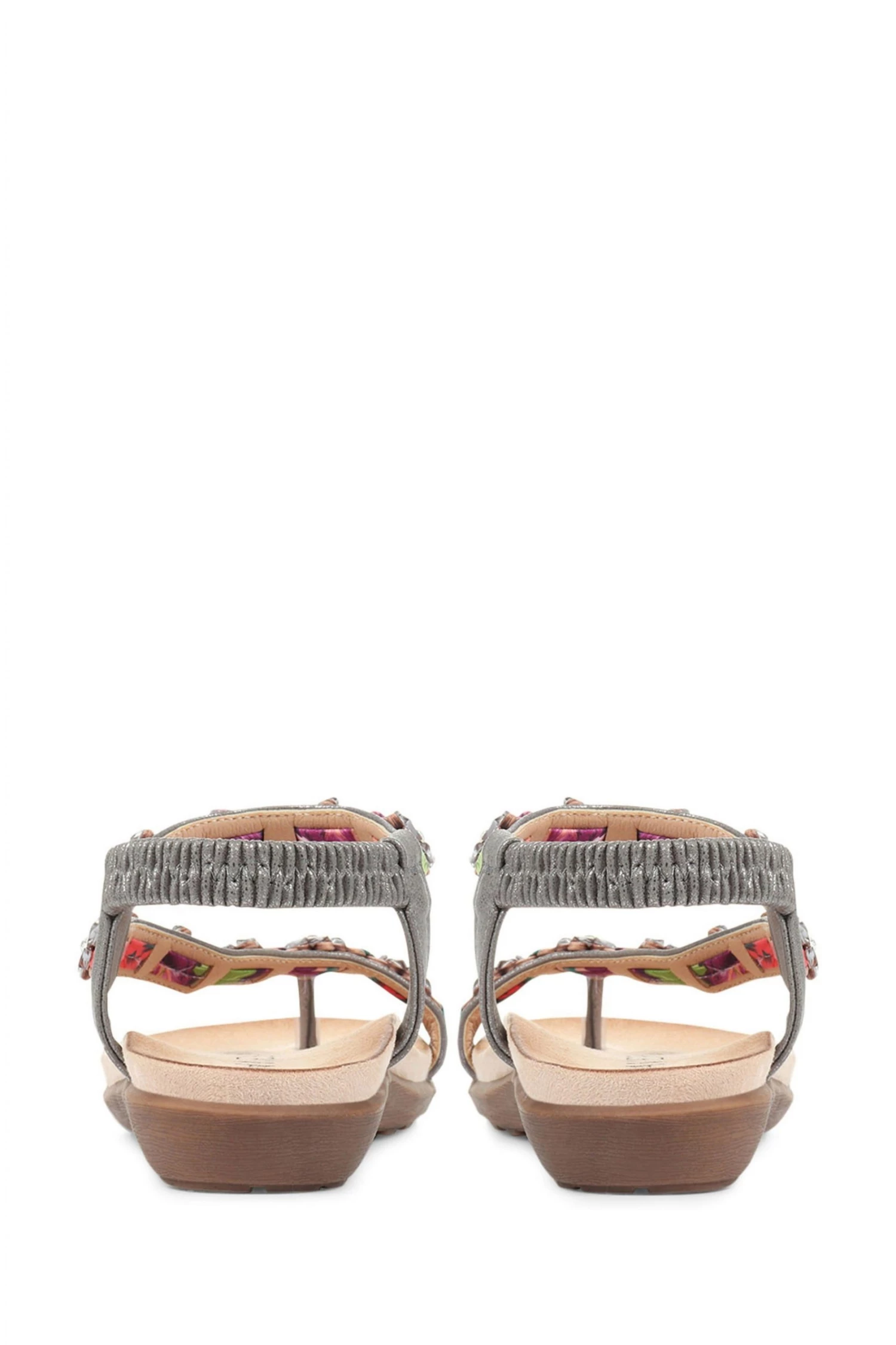 Pavers Womens Natural Pewter Embellished Toe-Post Sandals 3 Pavers Womens Natural Pewter Embellished Toe-Post Sandals - Image 3