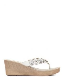 Pavers White Wedge Toe Post Sandals -Pavers Sales Shop unnamed file 2589