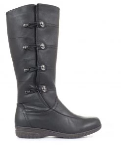 Pavers Ladies Black Wide Fit Calf Boots