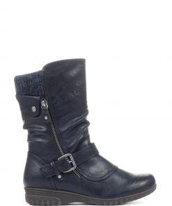 Pavers Navy Ladies Calf Boots