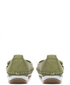 Pavers Green Lime Ladies Wide Fit Casual Leather Flat Pumps -Pavers Sales Shop unnamed file 2642 scaled