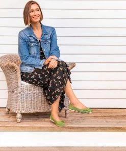 Pavers Green Lime Ladies Wide Fit Casual Leather Flat Pumps -Pavers Sales Shop unnamed file 2645 scaled