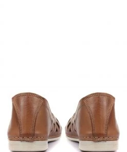 Pavers Womens Tan Cream Cut Out Leather Ballerina Pumps -Pavers Sales Shop unnamed file 2685 scaled