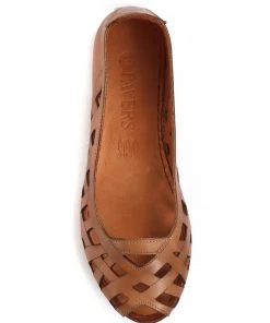 Pavers Womens Tan Cream Cut Out Leather Ballerina Pumps -Pavers Sales Shop unnamed file 2686 scaled