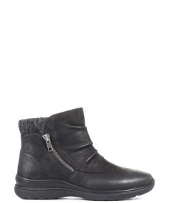 Pavers Black Wide Fit Leather Ankle Boots