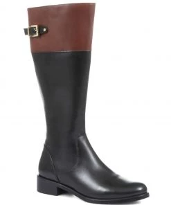 Pavers Black Brown Ladies Leather Knee High Boots
