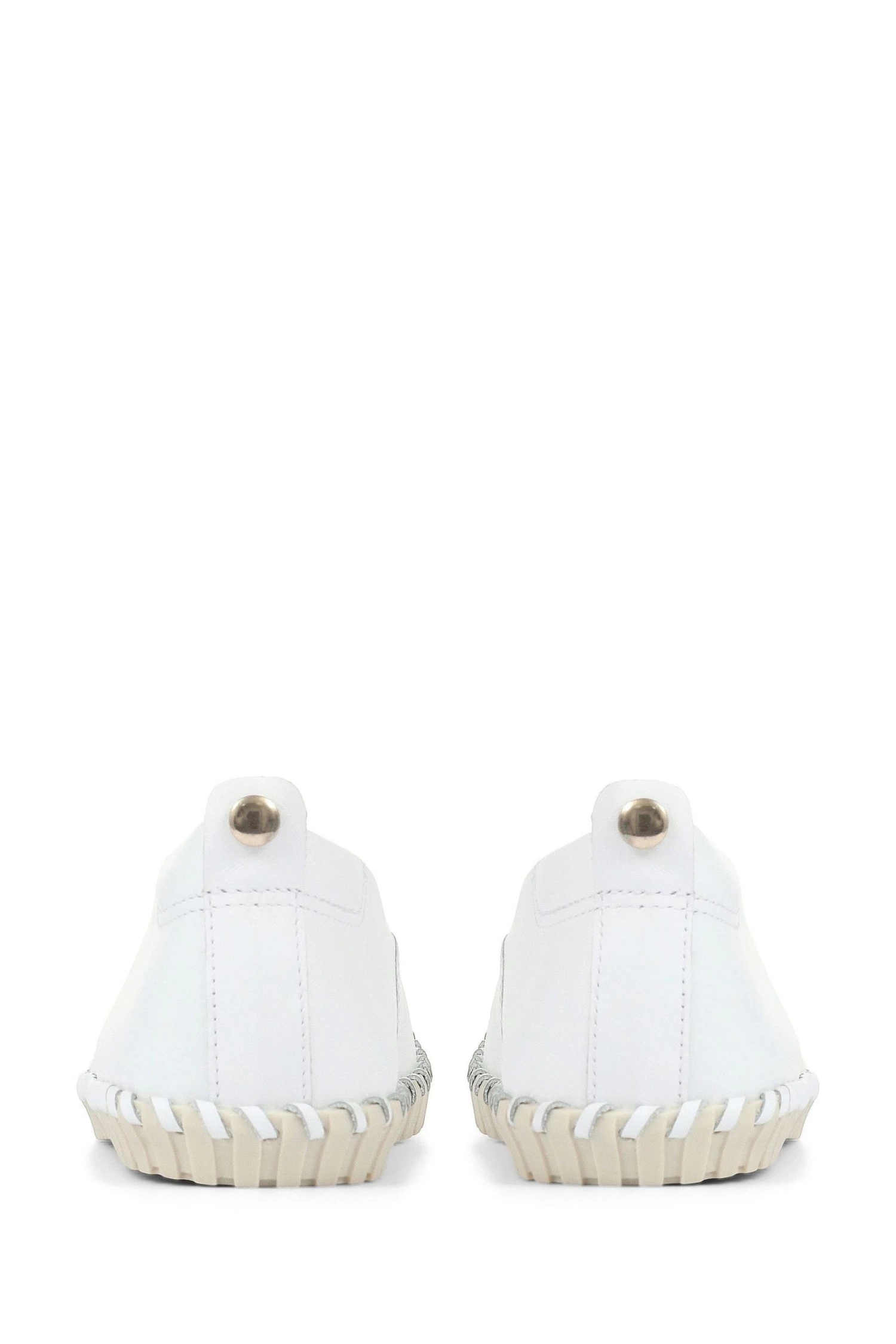 Pavers White Leather Ballet Pumps 2 Pavers White Leather Ballet Pumps - Image 2