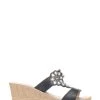 Pavers Ladies Black Wedge Mule Sandals