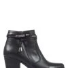 Pavers Ladies Black Leather Heeled Ankle Boots