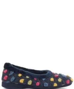 Pavers Blue Navy Multi Ladies Full Woolly Slippers
