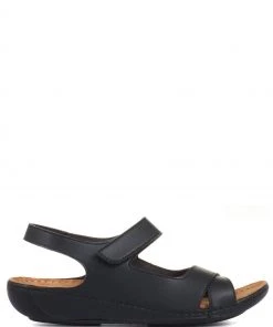 Pavers Ladies Black Touch Fasten Sandals