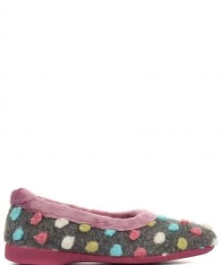 Pavers Grey Multi Ladies Full Woolly Slippers