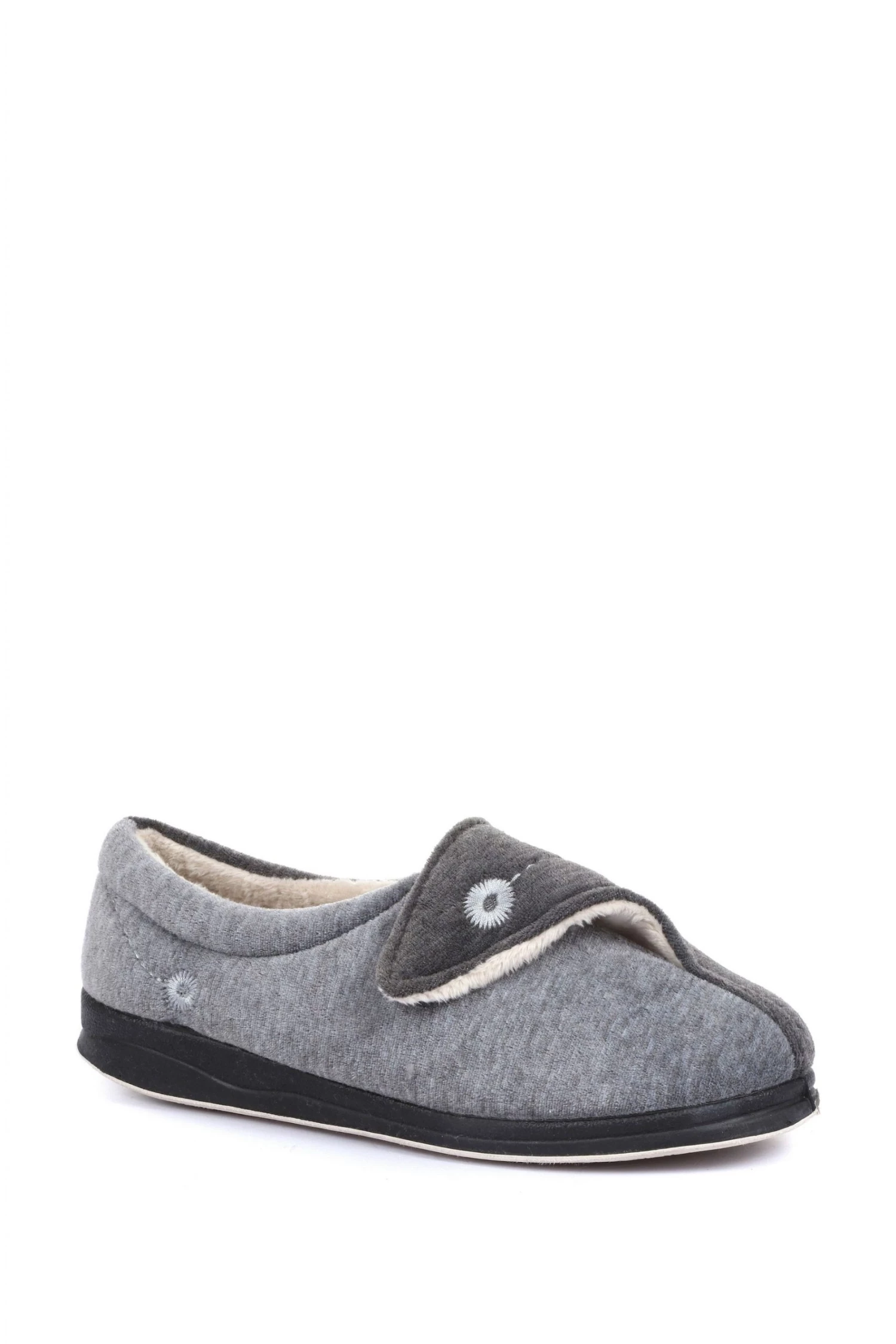 Pavers Grey Ladies Touch Fasten Full Slippers With Permalose Sole 2 Pavers Grey Ladies Touch Fasten Full Slippers With Permalose Sole - Image 2
